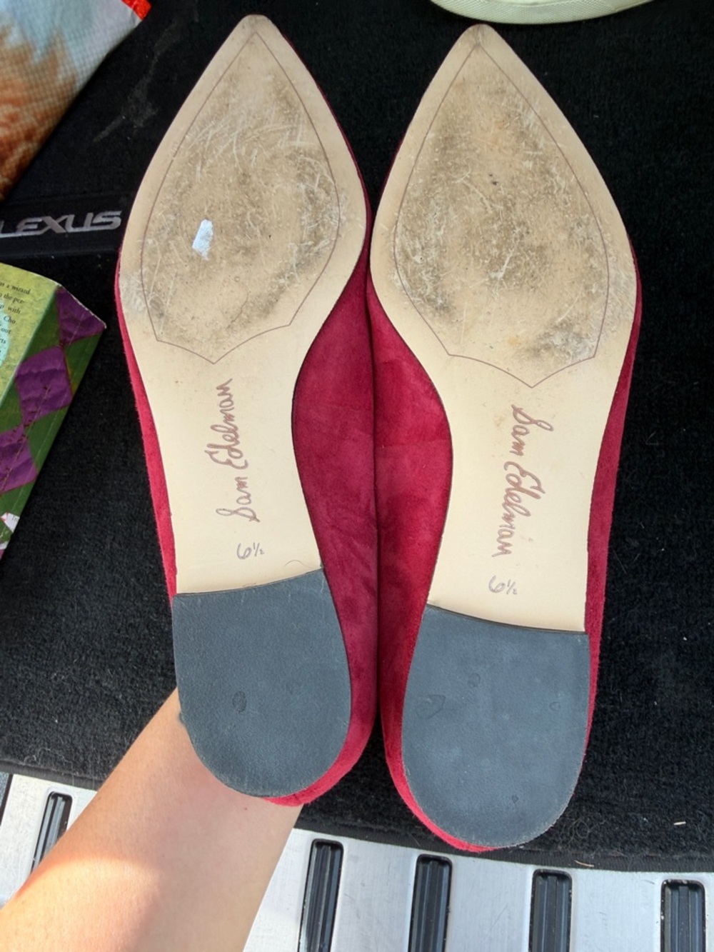 Sam Edelman Women's Burgundy Suede Pointed-Toe Flats Size 6.5 - Picture 5 of 6